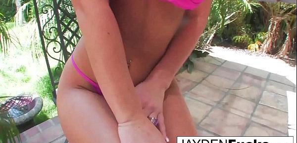 Jayden Jaymes strips off an extremely sexy pink lingerie!